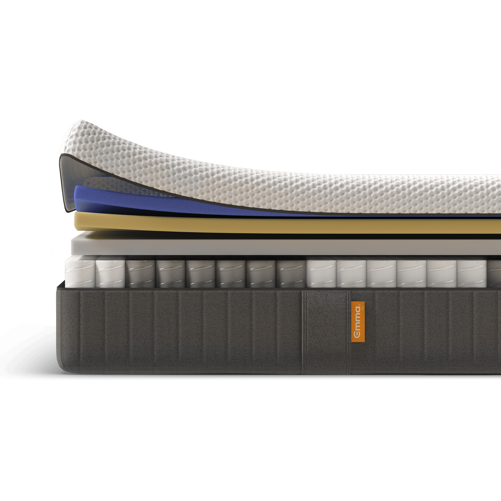 Materasso con molle insacchettate e tre strati in memory foam