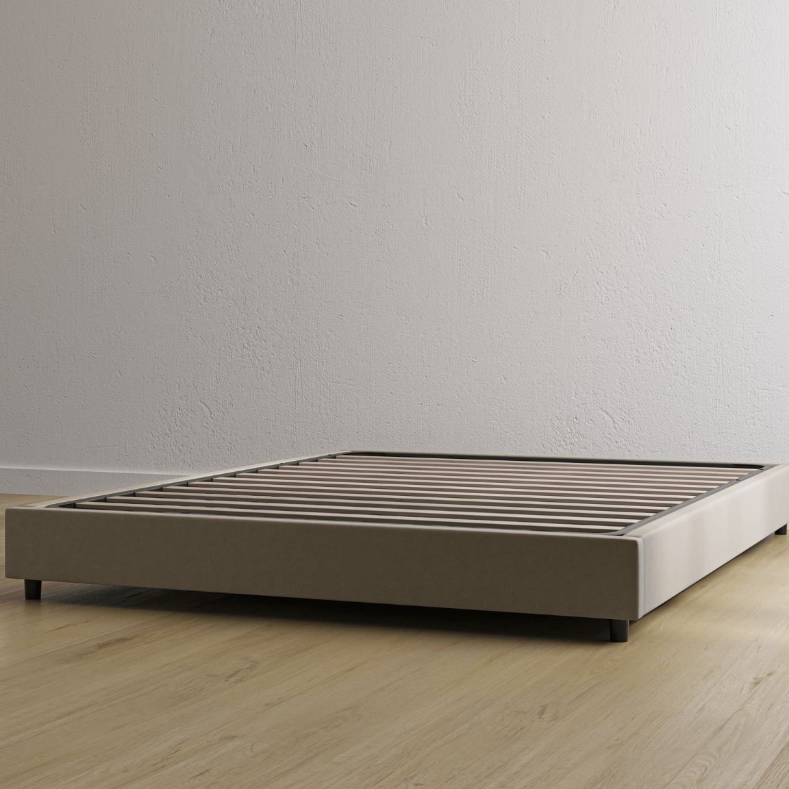 Letto contenitore beige senza testiera