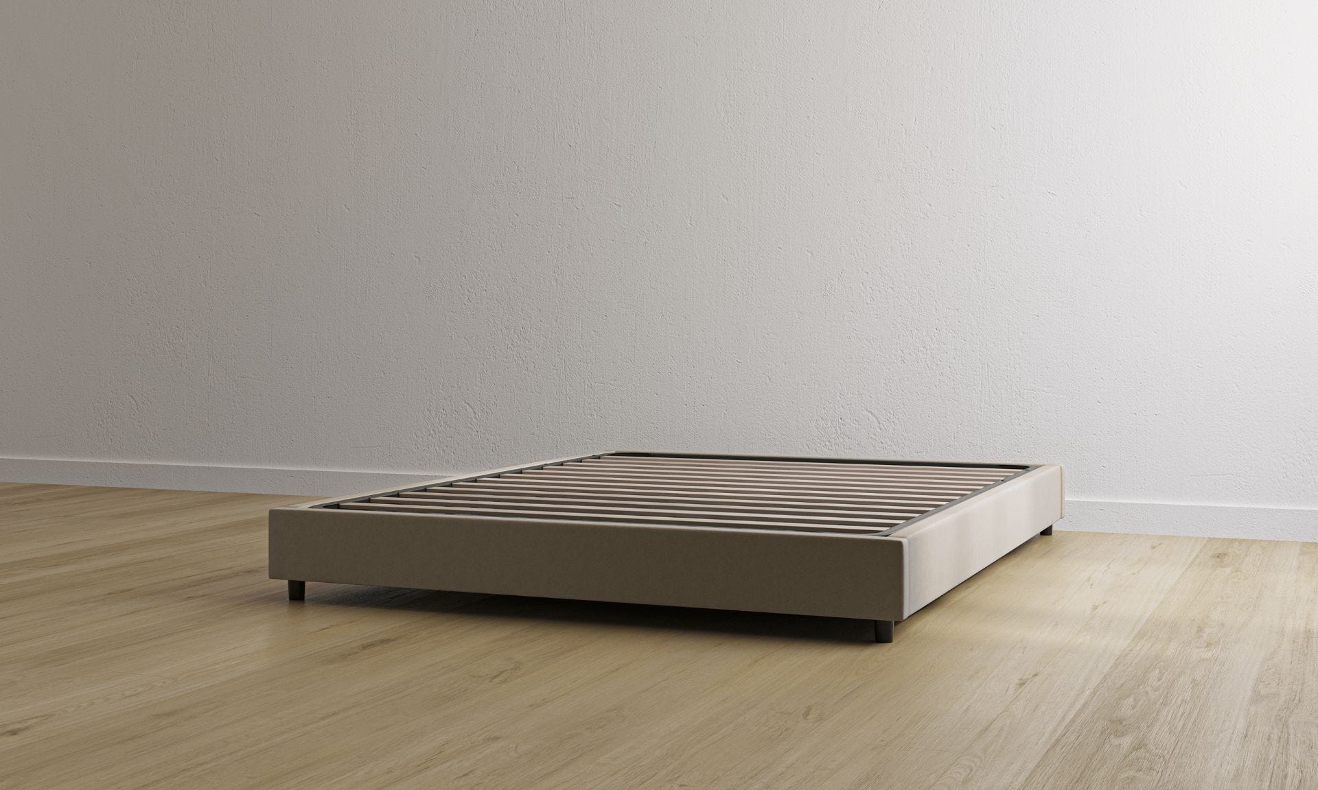 Letto contenitore beige senza testiera