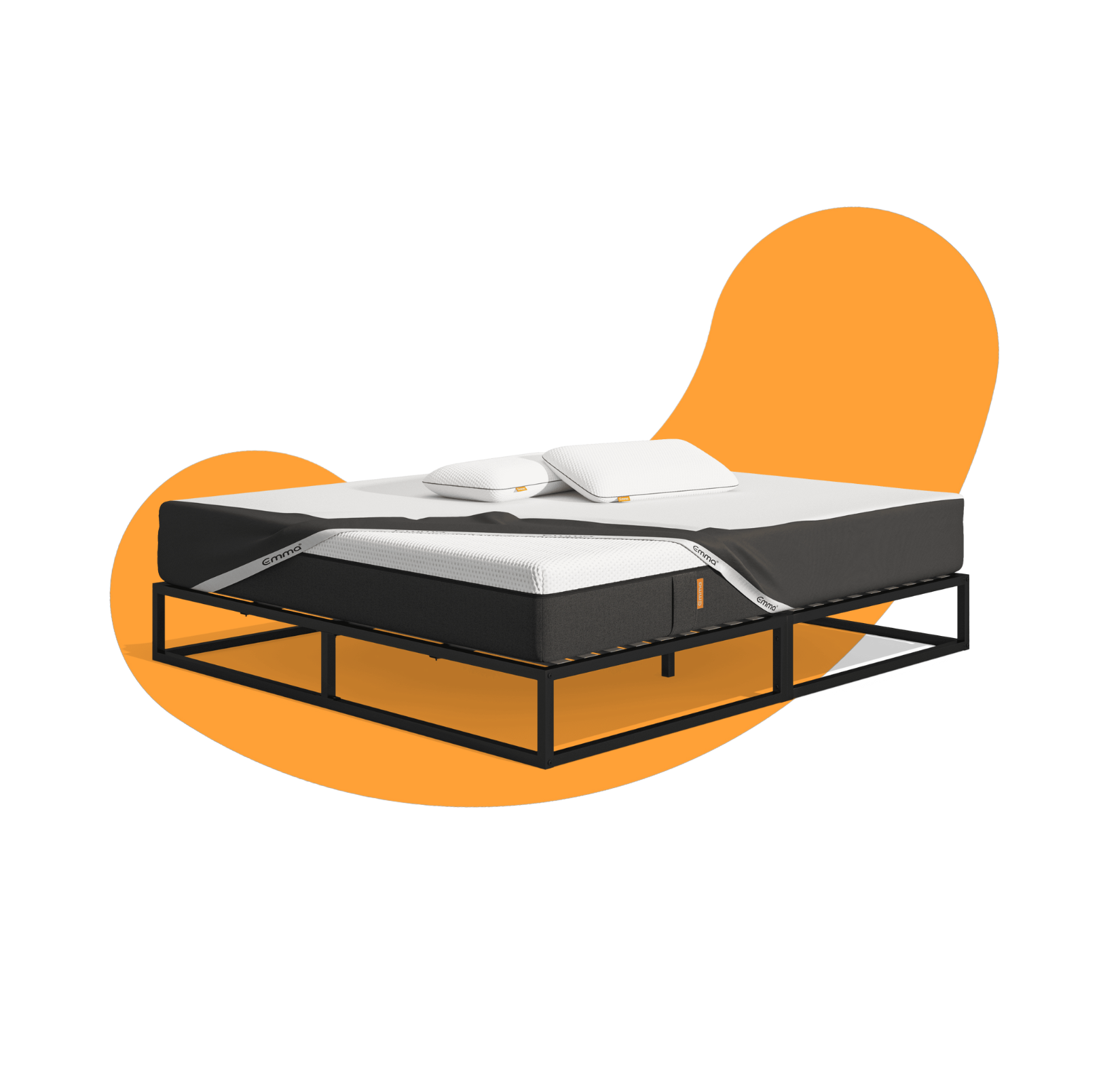 Emma One Metallbett Super Set: Metallbett, Matratze, Matratzenschoner, 2x Kissen.