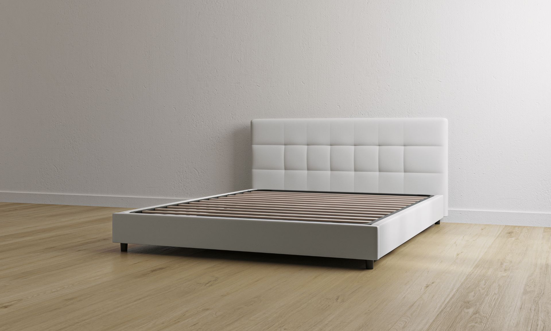 Letto contenitore bianco con testiera