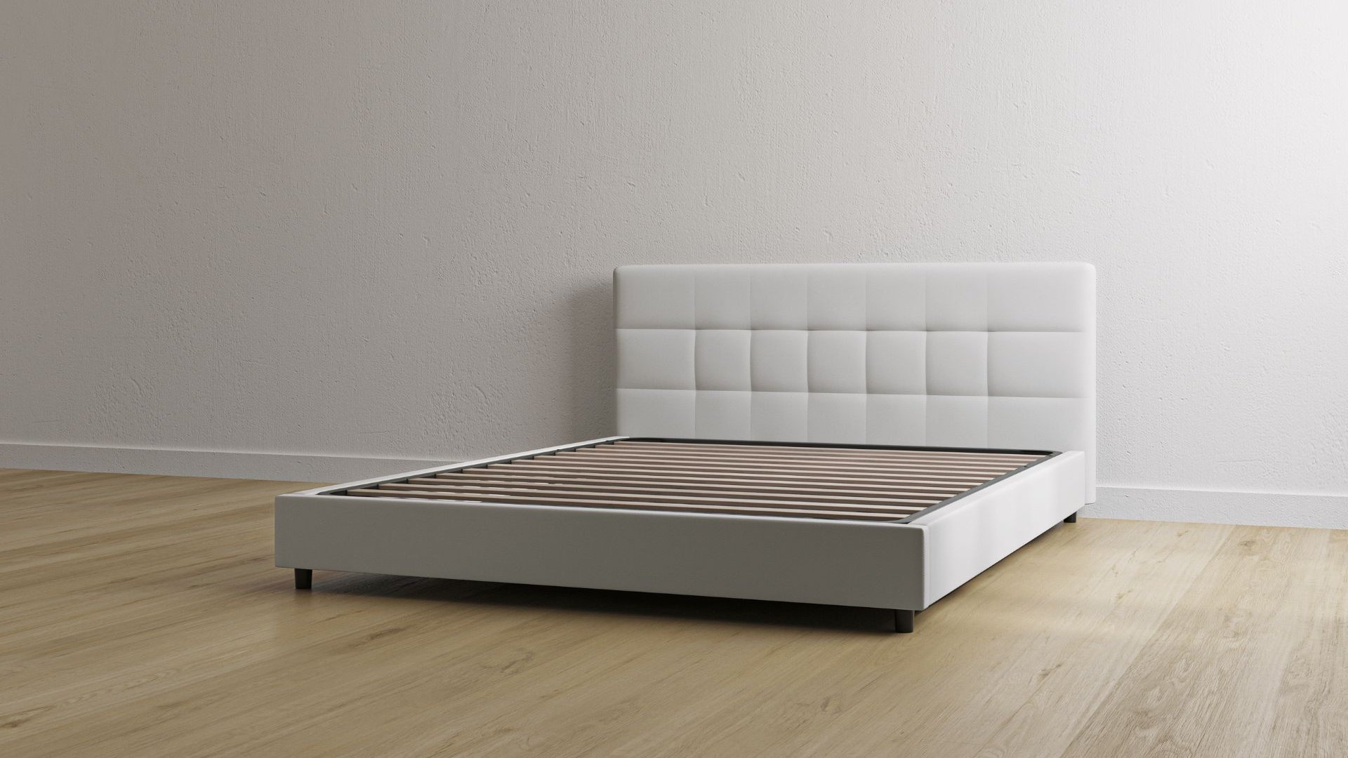 Letto contenitore bianco con testiera