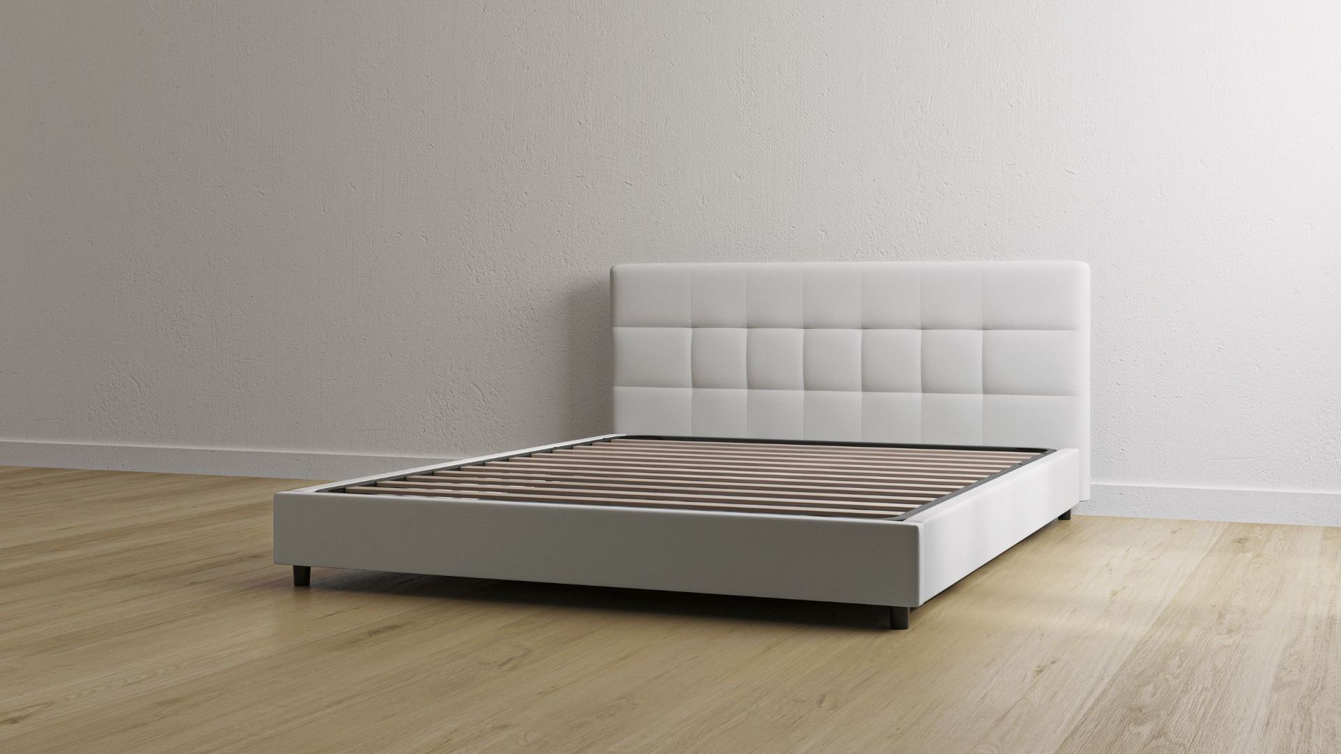 Letto contenitore bianco con testiera