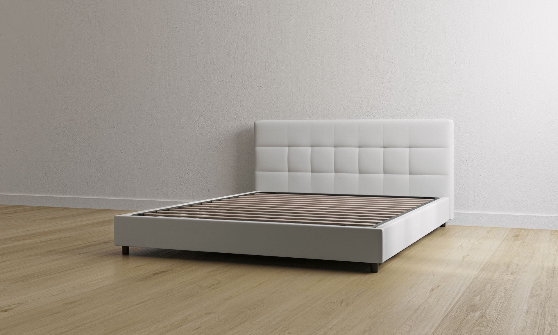 Letto contenitore bianco con testiera