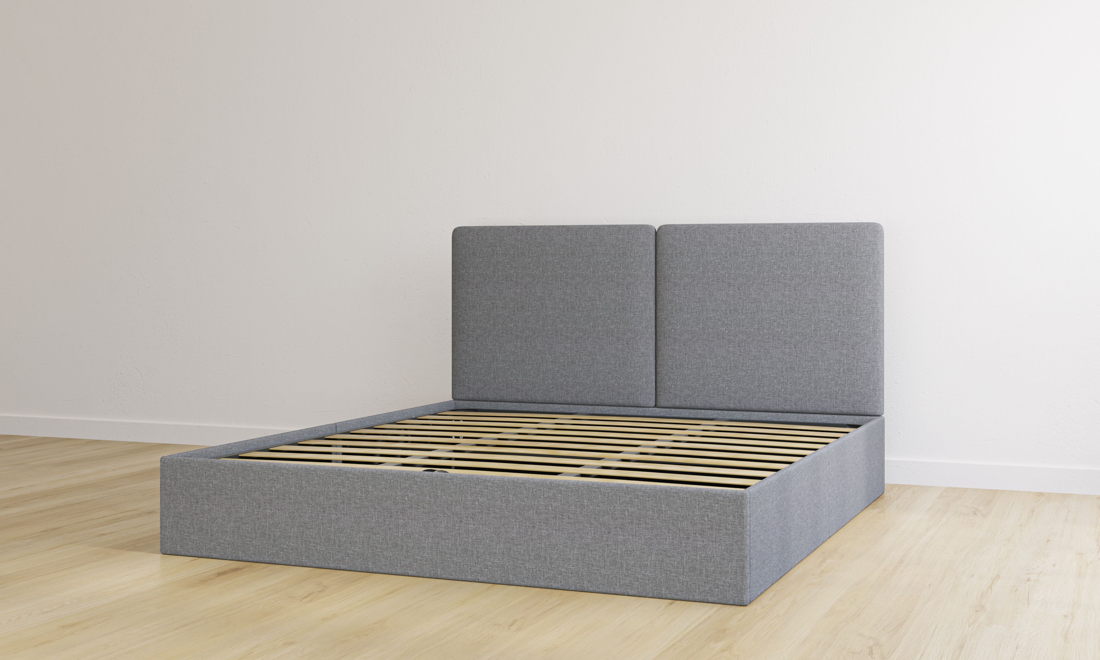 Letto contenitore matrimoniale grigio scuro con testiera