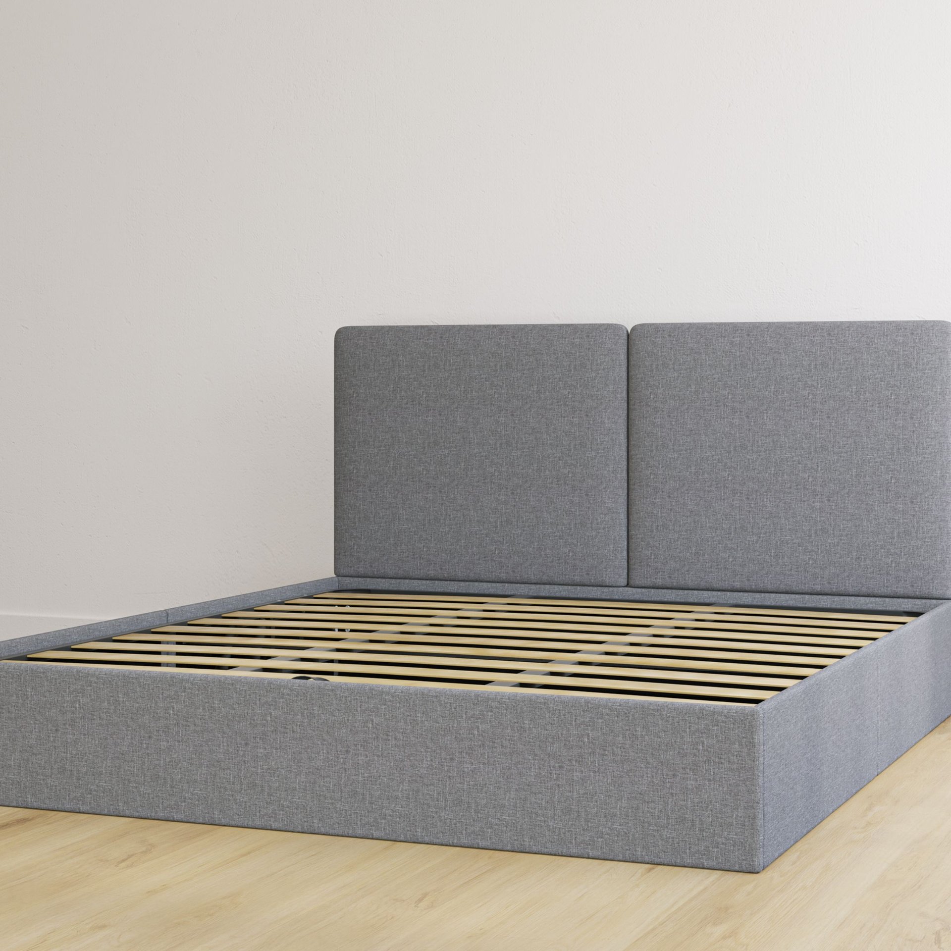 Letto contenitore matrimoniale grigio scuro con testiera