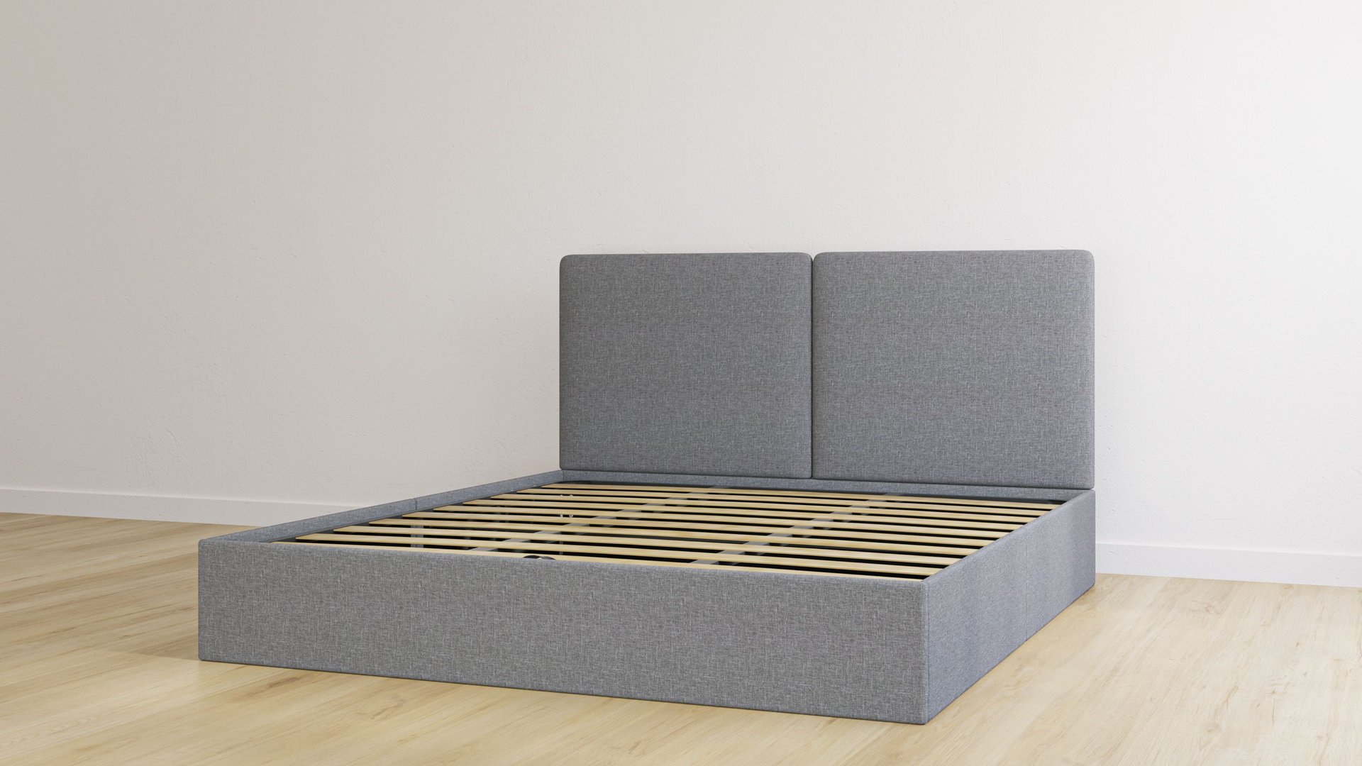 Letto contenitore matrimoniale grigio scuro con testiera