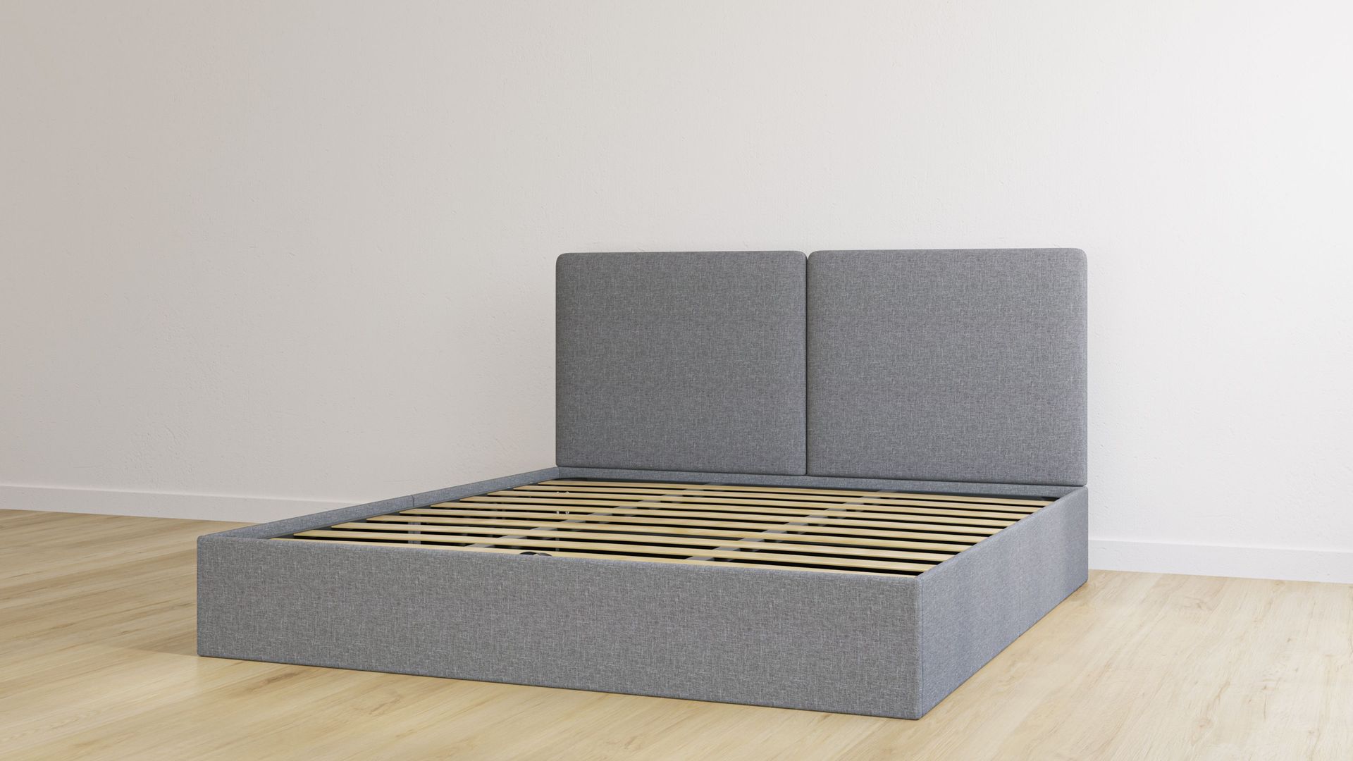 Letto contenitore matrimoniale grigio scuro con testiera