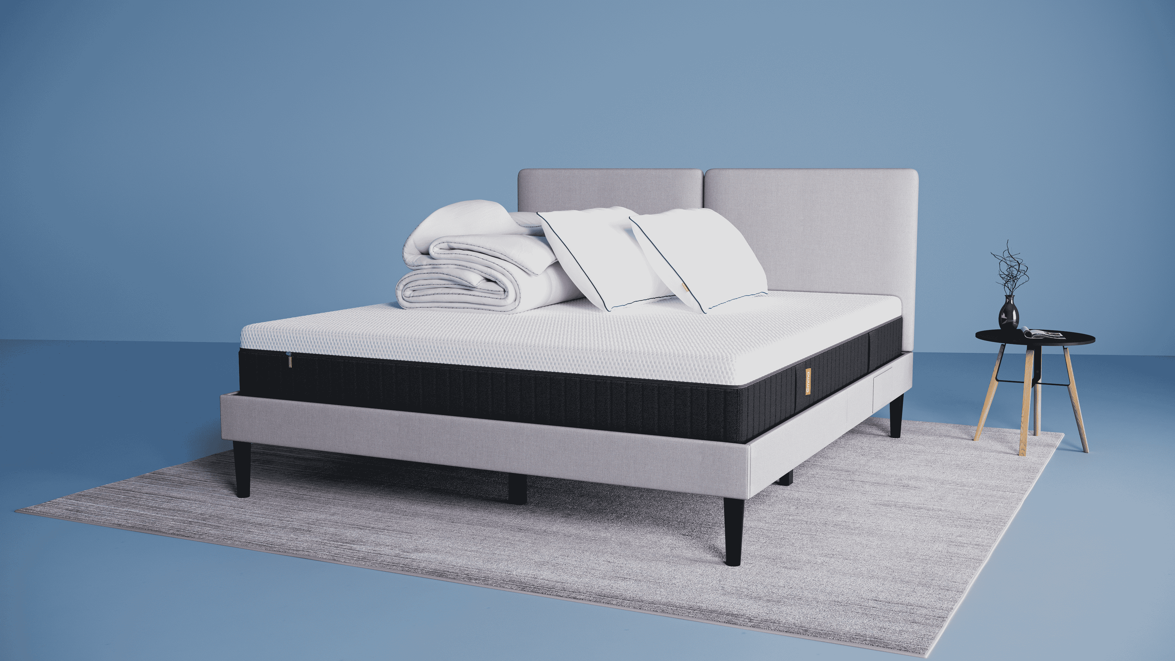 1 Emma Hybrid II+ of Hybrid Premium+ of Emma AirGrid® Matras +
2 Emma Premium Wolkenkussens
1 Emma Herfst/Winter Dekbed