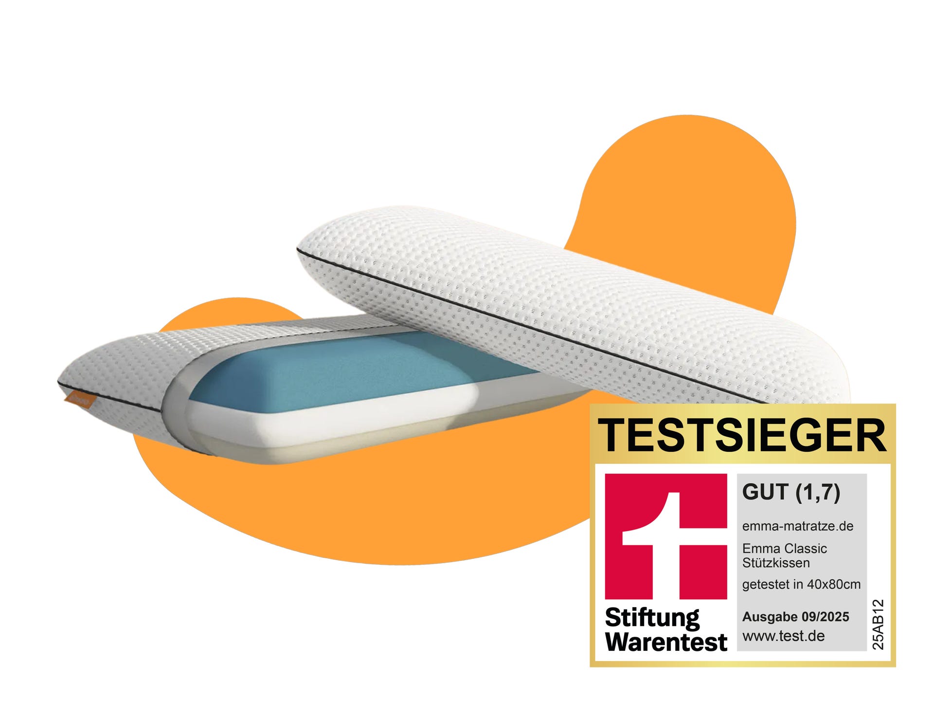 2er-Pack: Emma Classic Stützkissen mit sichtbaren Schichten.