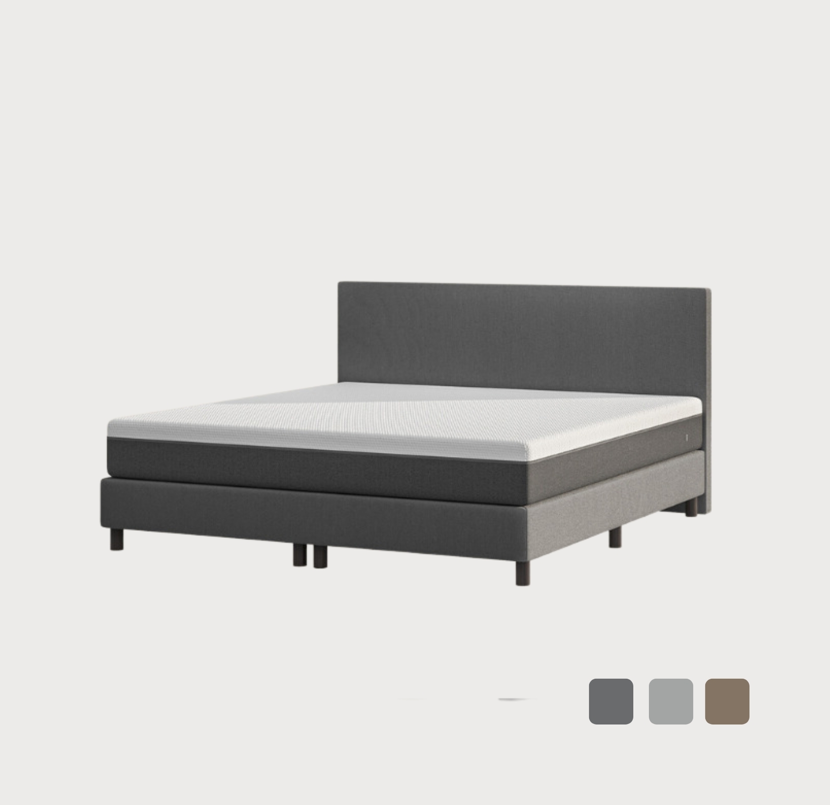 Cadre de lit en tissu gris avec un matelas Emma.