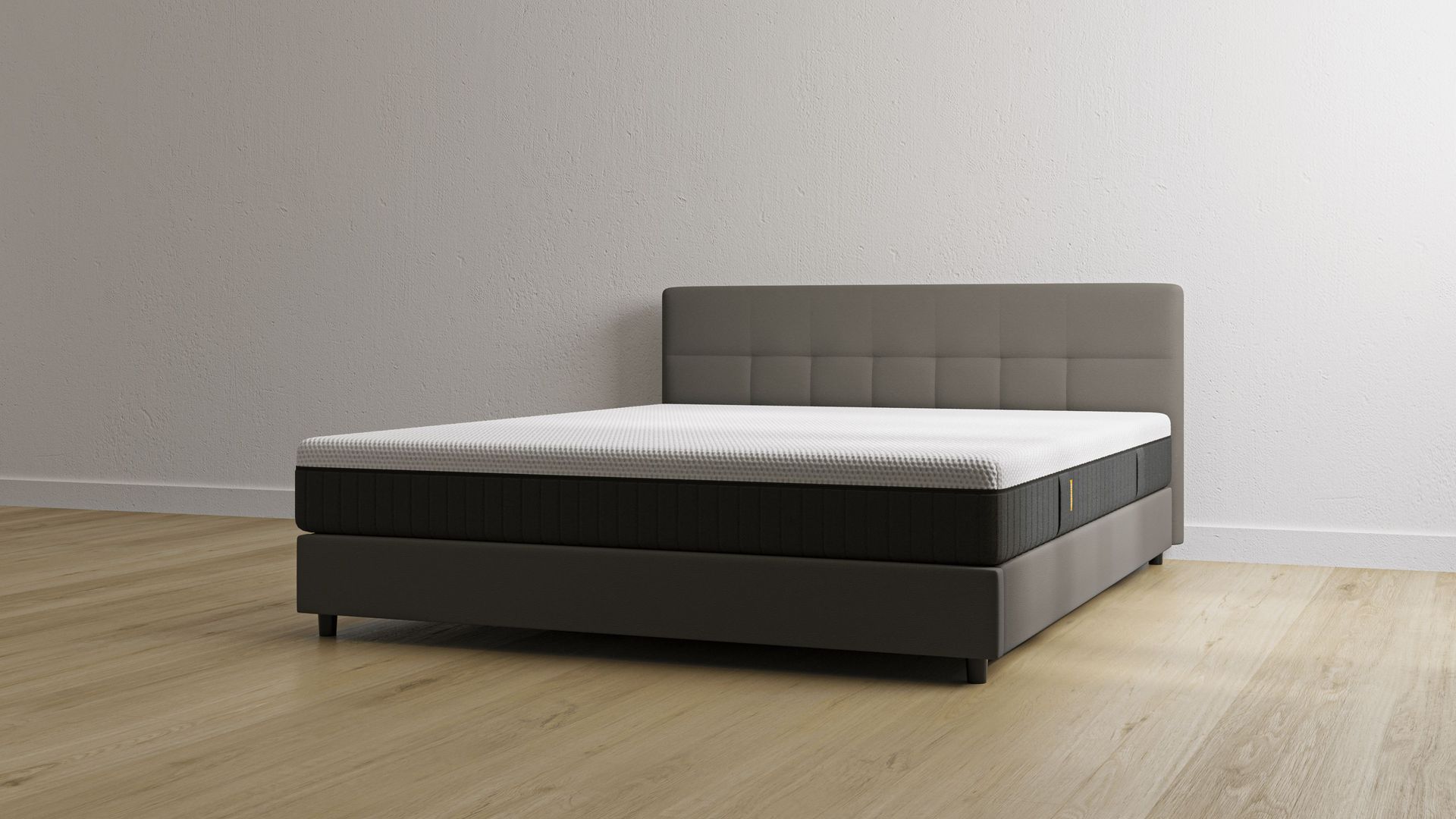 Letto contenitore grigio con testiera con materasso