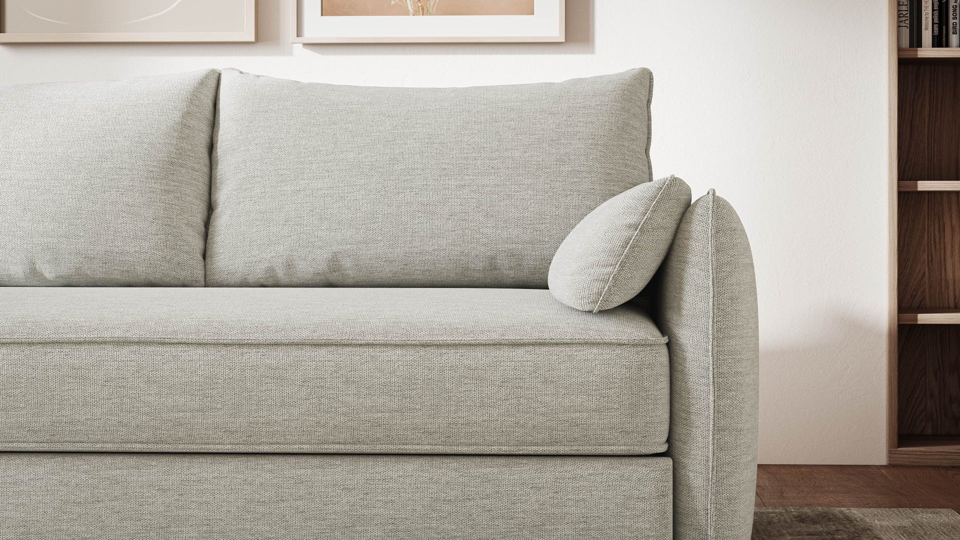 Beiges Emma Premium Schlafsofa Detailansicht.