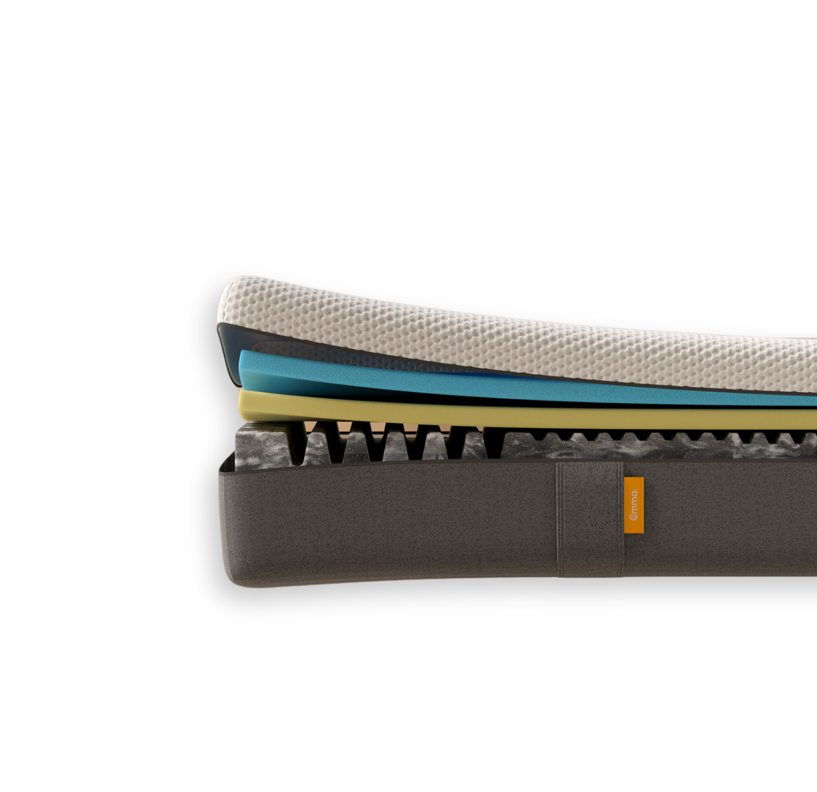 Aufgeschnittene Emma 25 Flip Matratze mit sichtbaren Schichten.