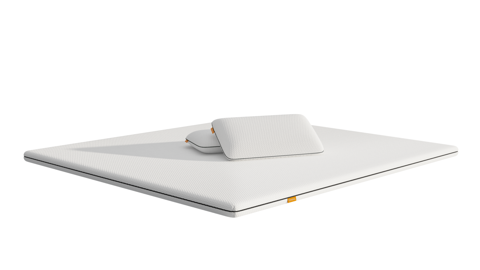 Imagem de um casal feliz, a pousar um zobrecolchão reversível Emma na sua cama