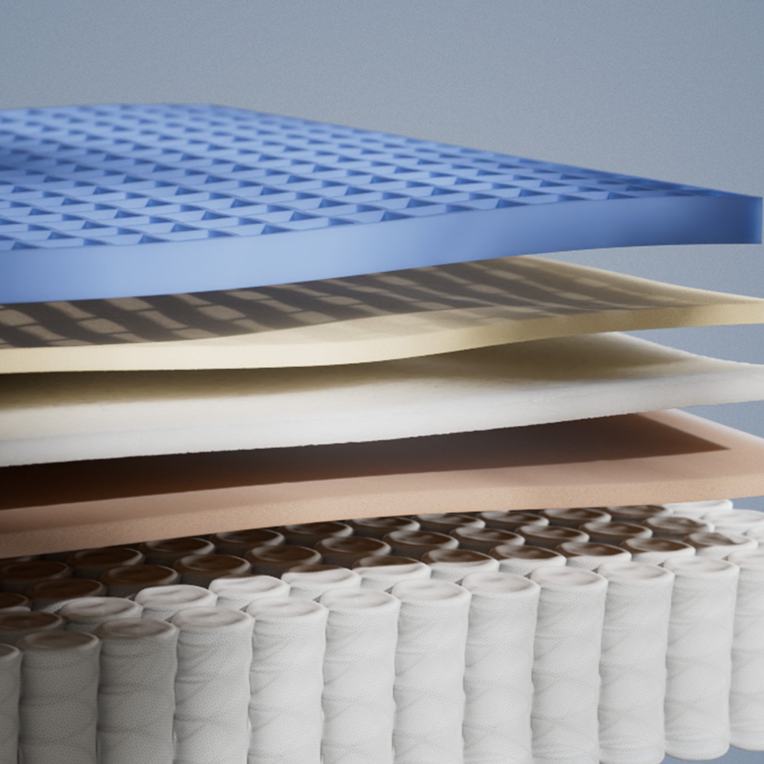 An Emma Mattress with 7 layers including an airgrid layer, Emma'slatest innovation for weightless comfort and support.