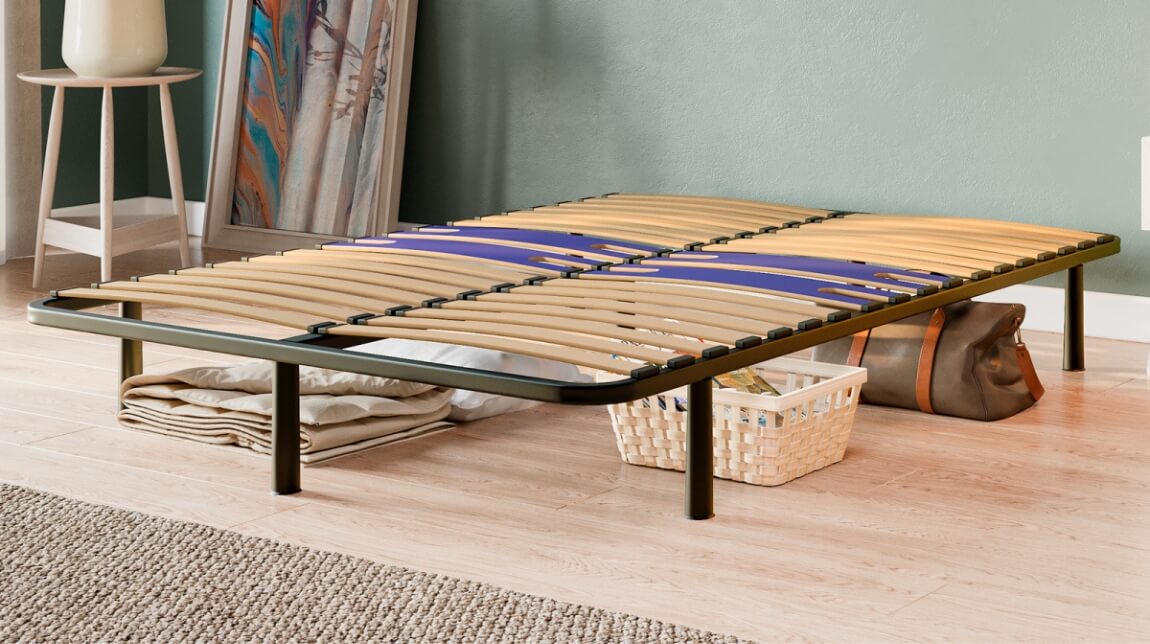 Rete letto con doghe in legno