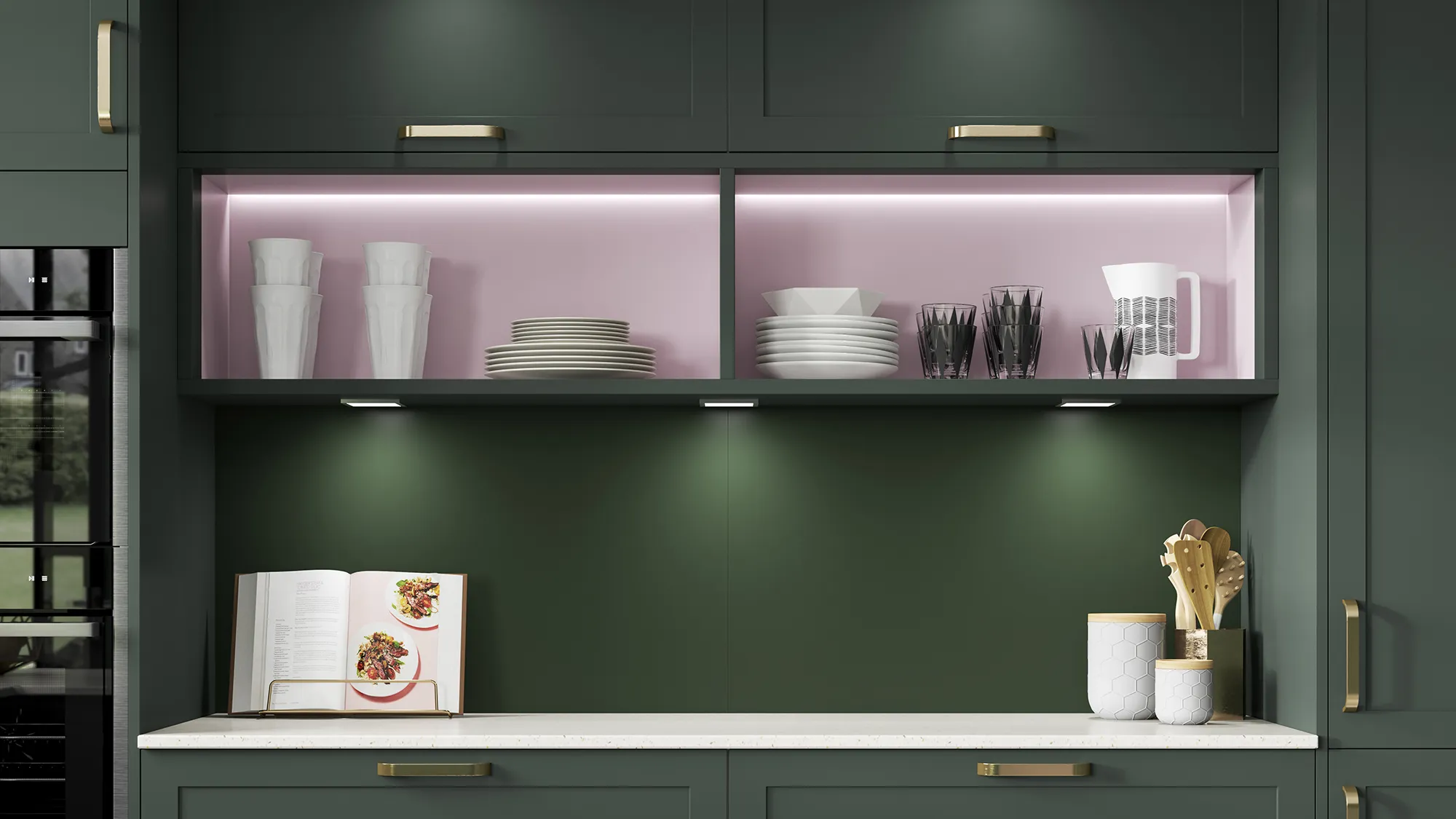Chester-Forest-Green-Trend2-Open-Shelving-with-AluSplash.webp