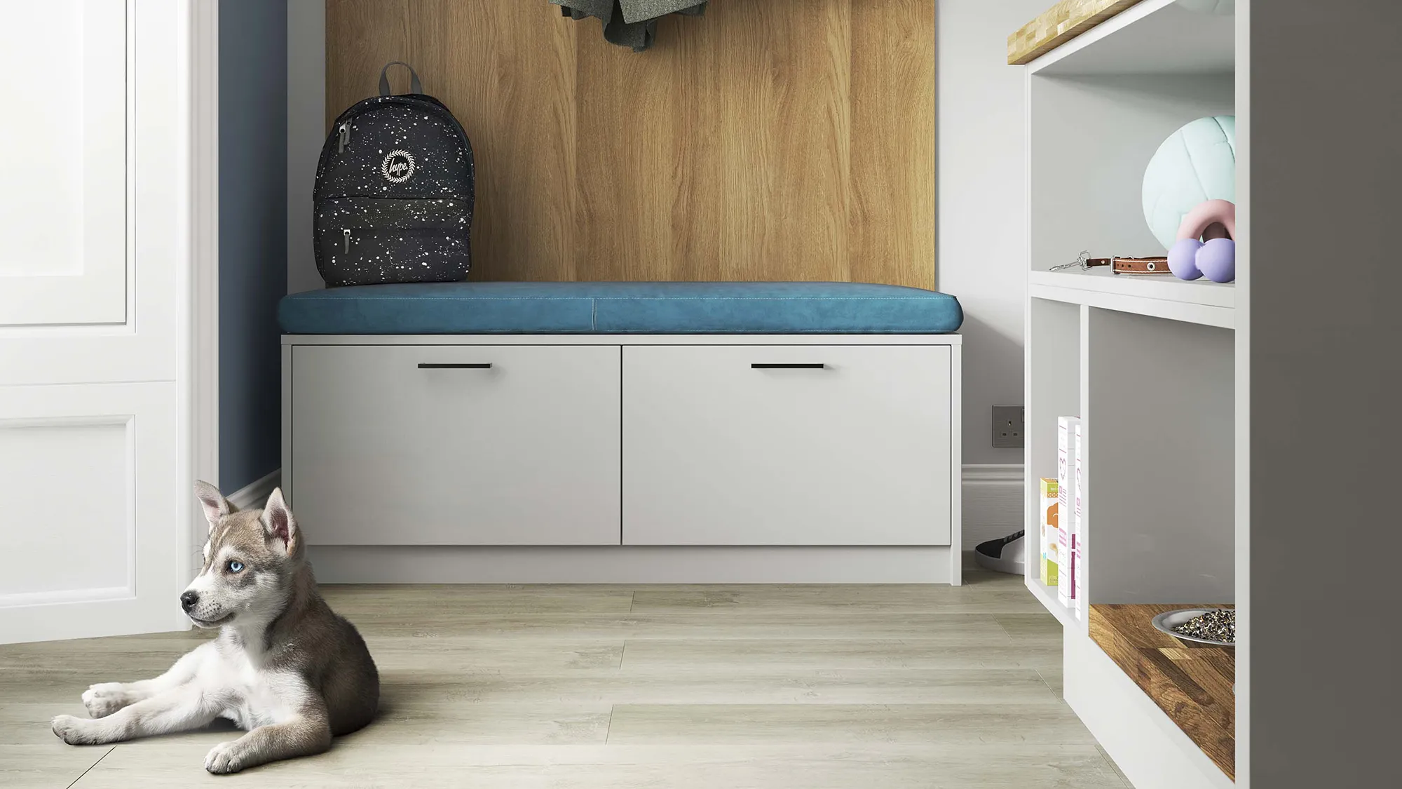 Melrose-Pewter-Trend2-Pet Station and Cloakroom Area.webp