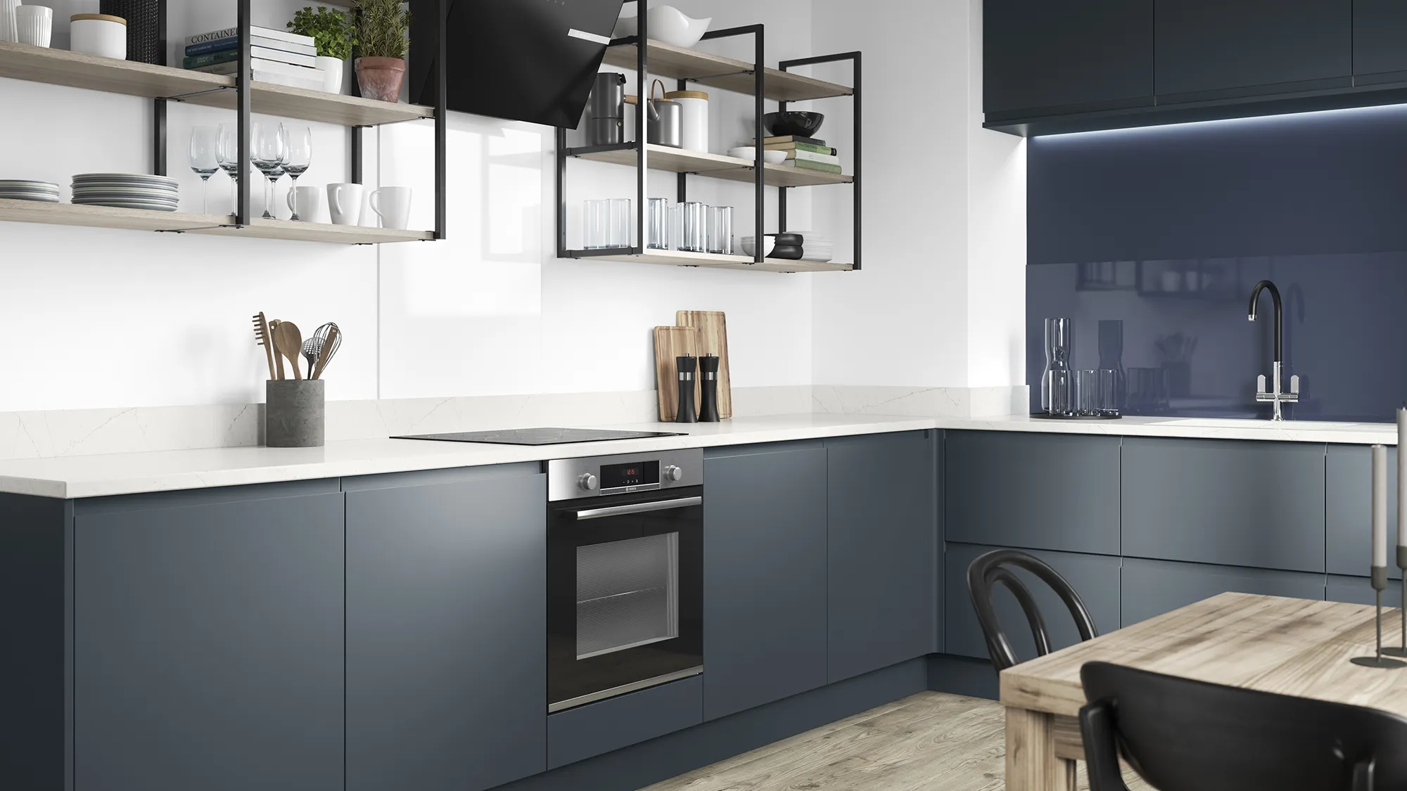 Camden Midnight Kitchen with an integrated oven and an induction hob