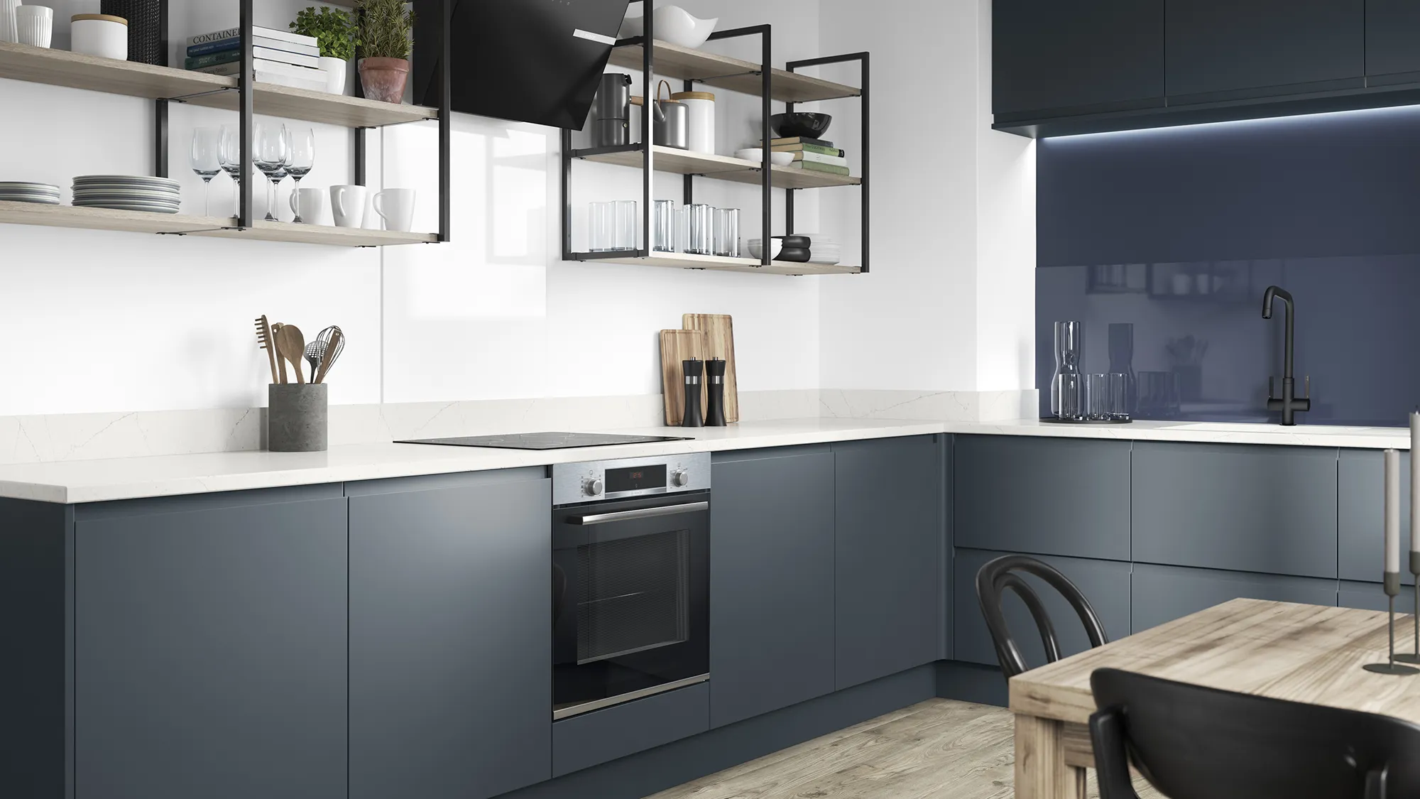 Camden Midnight Kitchen with an integrated oven and an induction hob