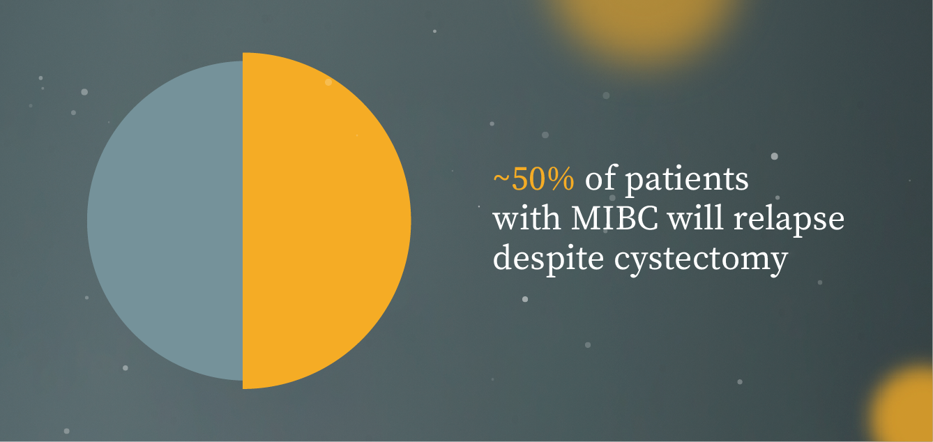 A bladder cancer patient’s chance of survival is highly
stage-dependent, and progression from MIBC to metastasis is common