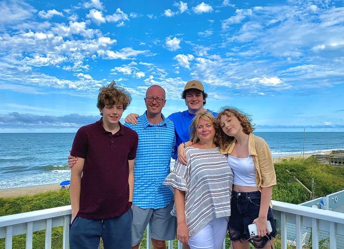 Belt family on the beach