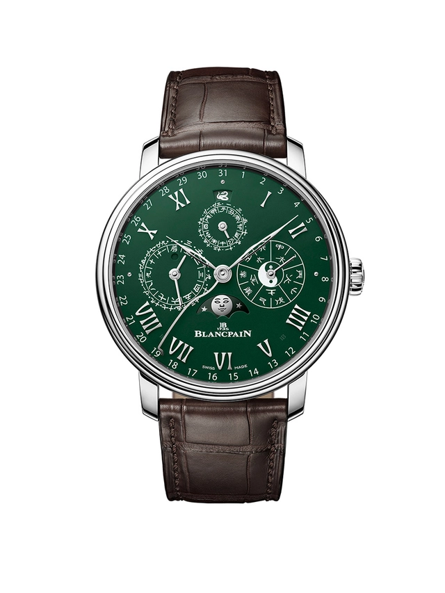 Blancpain_Chinesischer_Kalender_Soldat.jpg Blancpain_Chinesischer_Kalender, Uhr mit Lederband und grünem Zifferblatt