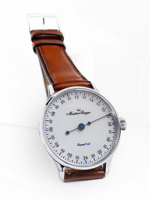 Meistersinger 24H Emaille Edition, Uhr mit weißem Zifferblatt