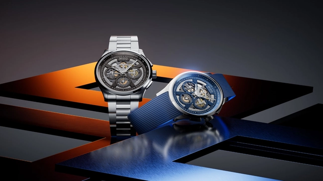 Mido Multifort Skeleton Chronograph anthrazit und blau