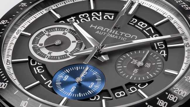 Zifferblatt der Hamilton Jazzmaster Performer Auto Chrono