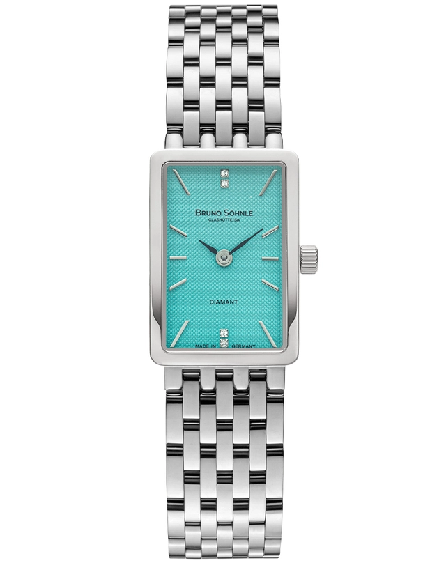 Bruno Söhnle – La Traviata, rechteckige Damenuhr mit türkisfarbenem Zifferblatt