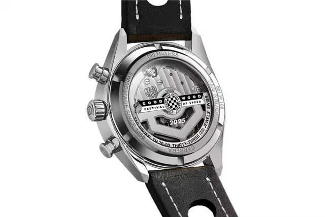 TAG Heuer x Goodwood Festival of Speed 2025 Carrera Chronograph Rückseite, gehäsueboden, Kaliber vom TAG Heuer x Goodwood Festival of Speed 2025 Carrera Chronograph