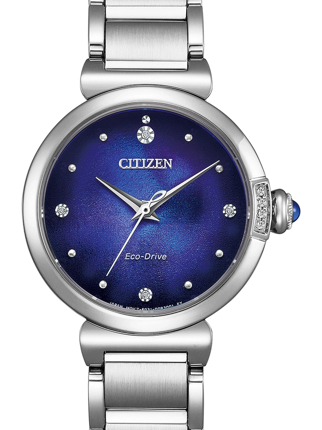 Citizen_Unite_with_Blue_Citizen_LEM1060-87L_Soldat Citizen Unite with Blue, Referenz LEM1060-87L, Damenuhr mit blauem Zifferblatt von vorne