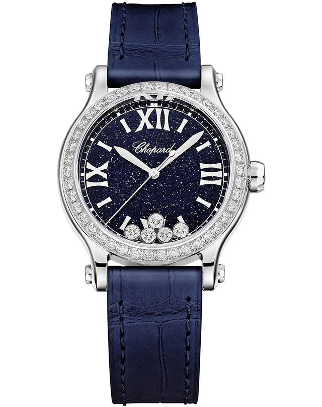 Chopard – Happy Sport, Damenuhr aus Weißgold mit Automatikwerk und Aventurin-Zifferblatt