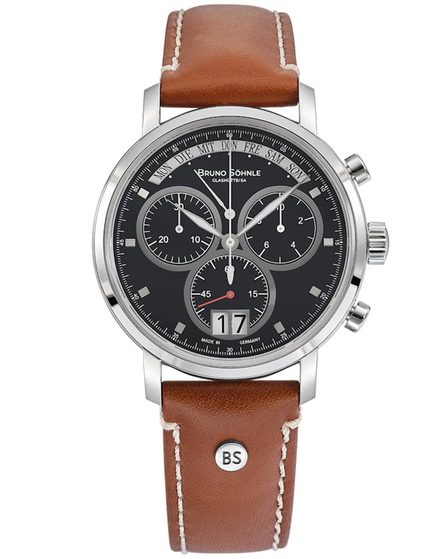 Bruno Söhnle – Marcato, Quarz-Chronograph mit Datum und Tagesanzeige am Lederband 