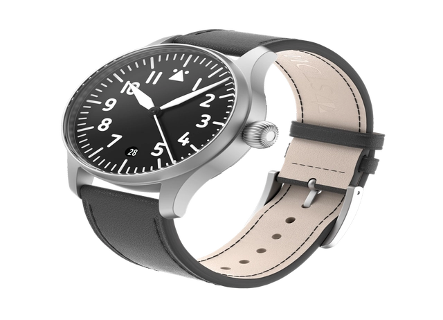 Stowa Flieger Verus 36 ohne Logo mit Datum und Lederband