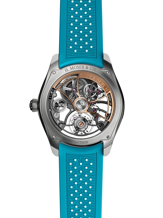 H_Moser_Pioneer_Cylindrical_Tourbillon_Skeleton_Spiced_Aqua_Rueckseite.jpg H. Moser & Cie. Pioneer Cylindrical Tourbillon Skeleton Spiced Aqua, Uhr Rueckseite