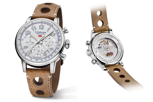 Mille Miglia Classic Chronograph Tribute to Sir Stirling Moss Front und Rückseite der Mille Miglia Classic Chronograph Tribute to Sir Stirling Moss