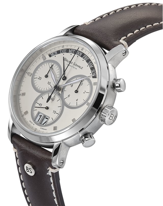 Bruno Söhnle – Marcato, Quarz-Chronograph mit Datum und Tagesanzeige am Lederband 