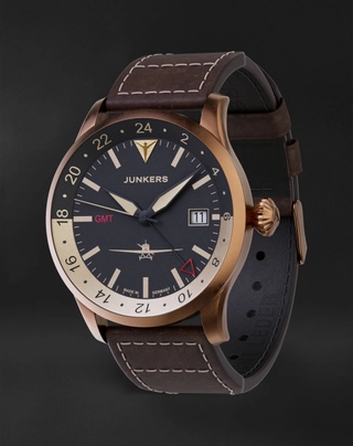 Junkers Flieger Bronze GMT schwarz-weiß 