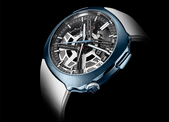 H. Moser & Cie., skelettierte Uhr aus Edelstahl