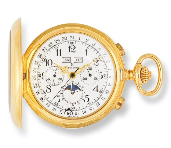 Chronoswiss 18K-Gold-Taschenuhr Chronoswiss 18K-Gold-Taschenuhr mit Vollkalender und Mondphase