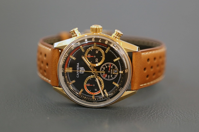 TAG Heuer Carrera Chronosprint x Porsche Rallye, Uhr 18K-vergoldetes Gehäuse, Referenz CBS2041.EB0382
