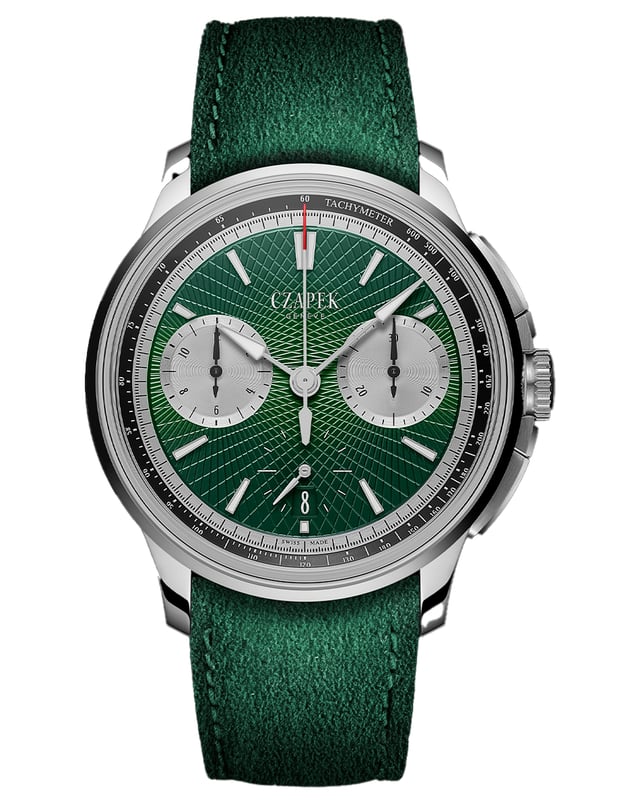 Czapek – Faubourg de Cracovie „Crossroads“ Victory Green Chronograph, Automatikchronograph mit grünem Zifferblatt aus Edelstahl