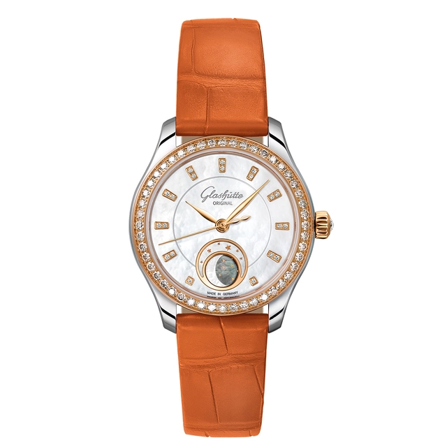 Glashütte Original Serenade Luna, Referenznummer: 1-35-14-01-16-04 mit Lederband in Orange