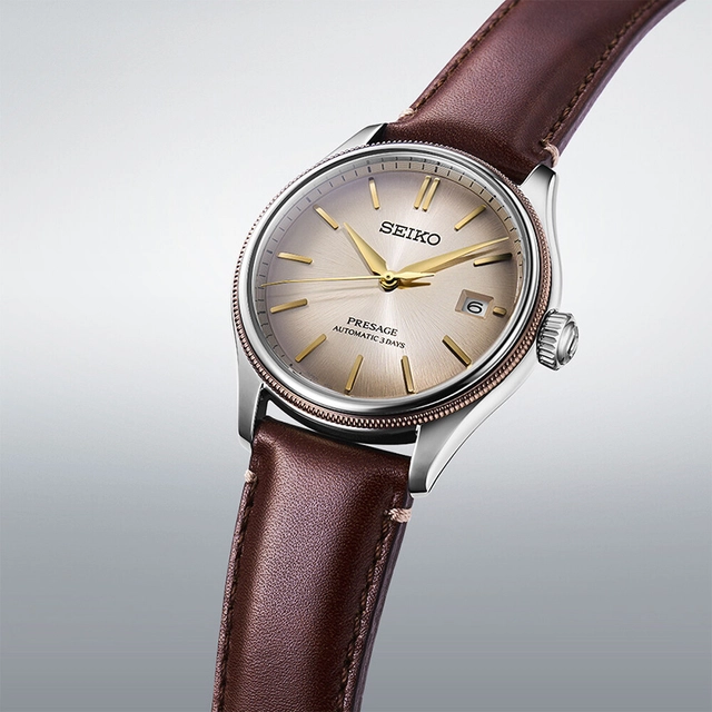Seiko Presage Classic Series Upcycled Leather Strap Limited Edition, Referenz SPB529, Uhr Seitenansicht