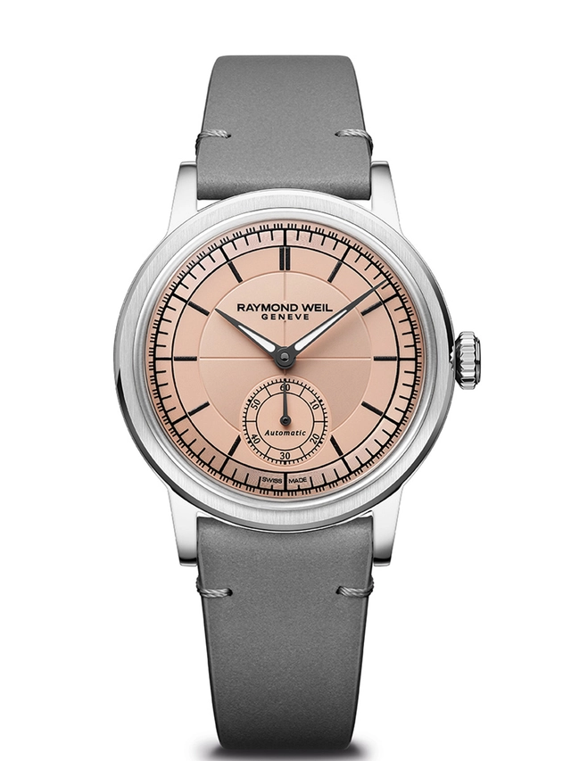 Raymond_Weil_MILLESIME_Small_Seconds_Salmon_Soldat.jpg Raymond Weil Millesime Small Seconds, mit lachsfarbenem Zifferblatt