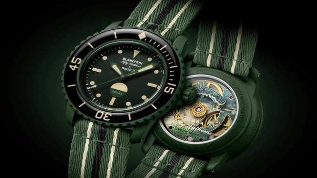 Swatch x Blancpain Bioceramic Scuba Fifty Fathoms Kollektion, Referenz SO35G100 in Green Abyss