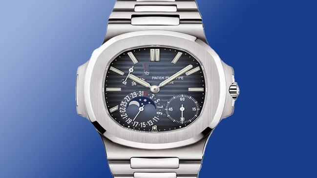 liegende Patek Philippe Nautilus-Moonphase-5712-1A, Zifferblatt, Armband